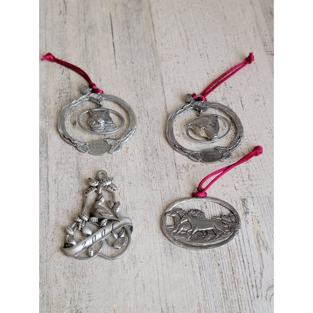 Metal dove fox bear horse ornament Xmas animal set